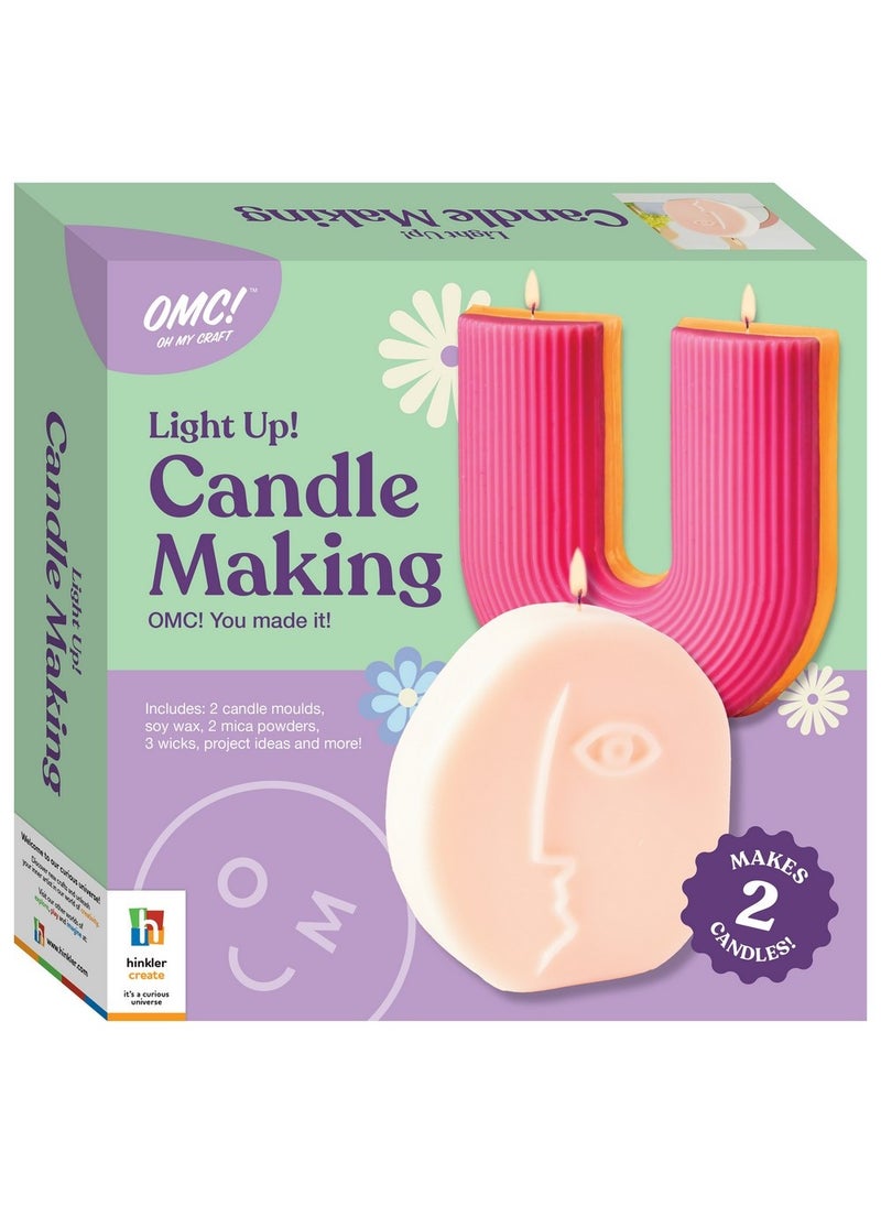 Hinkler طقم صنع الشموع من هينكلر OMC! – مجموعة حرفية افعلها بنفسك للمبتدئين، تشمل الشمع، والقوالب، والفتائل، والعطر، نشاط حرفي ممتع وإبداعي، مثالي لتزيين المنزل والهدايا الشخصية - Image 1