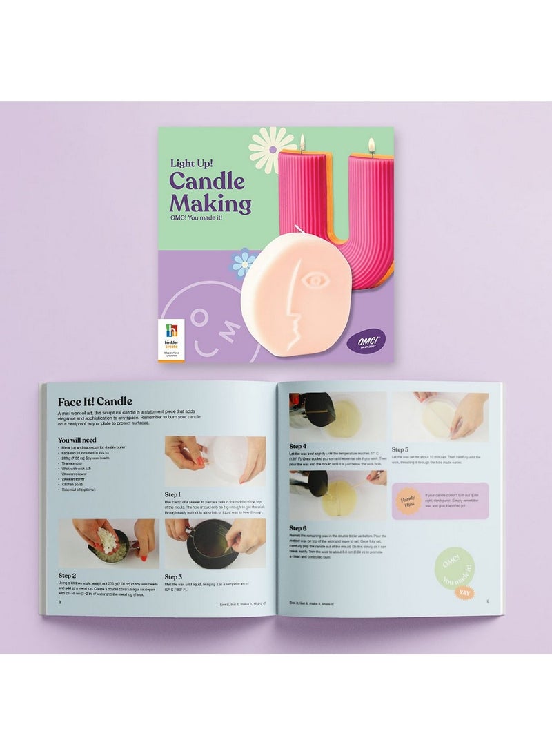 Hinkler طقم صنع الشموع من هينكلر OMC! – مجموعة حرفية افعلها بنفسك للمبتدئين، تشمل الشمع، والقوالب، والفتائل، والعطر، نشاط حرفي ممتع وإبداعي، مثالي لتزيين المنزل والهدايا الشخصية - Image 3