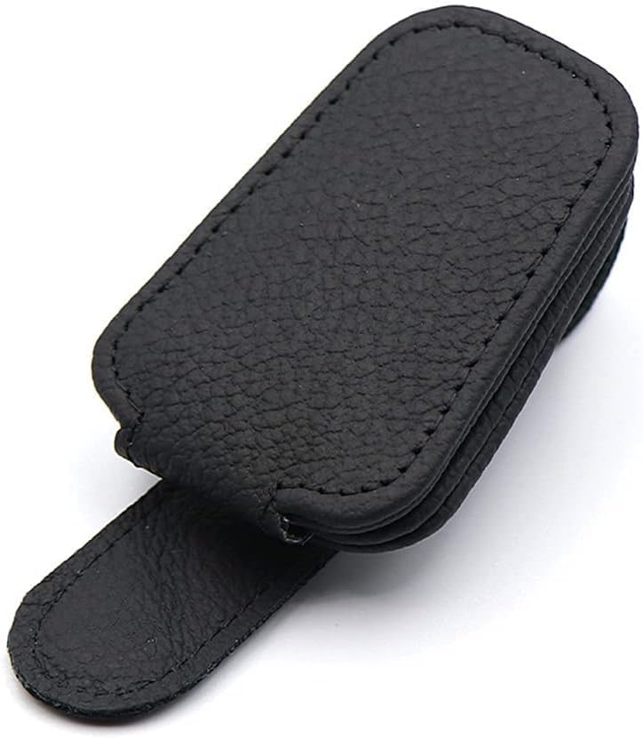 PLENARO Car Sun Visor Sunglass Holder Clip - Leather-Finish Eyewear Organizer for Car Interior - Secure Glasses Storage Clip - Anti-Scratch, Easy Access Sunglasses Holder for Cars (Black) - Image 2