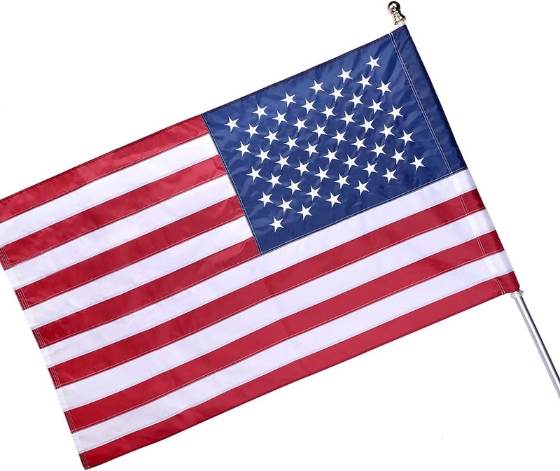 OLYNIK American Flag 3x5 FT Sleeve Banner Style(without Grommets), US Flag fo Outside Outdoor, Embroidered Stars, Sewn Stripes, American Flag Outdoor Heavy Duty - Image 1