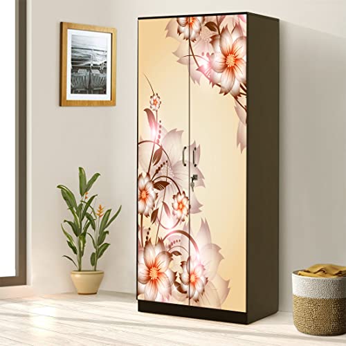 WallDaddy Self Adhesive Almirah Stickers, Wall Stickers, Decorative Sticker Wallpaper for Home Wardrobe Doors (Floral Corner Almirah) PVC Vinyl Size Large (39 x 84 Inch) - Image 1
