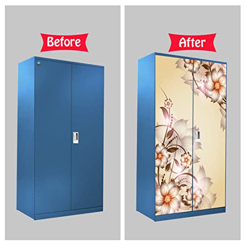 WallDaddy Self Adhesive Almirah Stickers, Wall Stickers, Decorative Sticker Wallpaper for Home Wardrobe Doors (Floral Corner Almirah) PVC Vinyl Size Large (39 x 84 Inch) - Image 5
