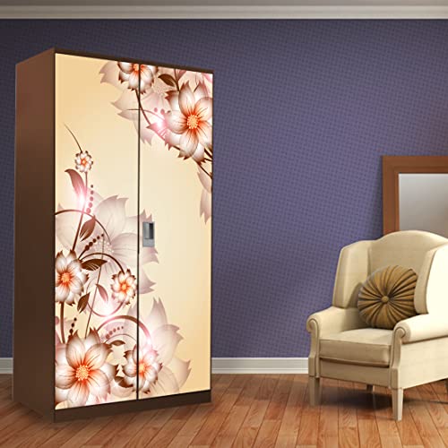 WallDaddy Self Adhesive Almirah Stickers, Wall Stickers, Decorative Sticker Wallpaper for Home Wardrobe Doors (Floral Corner Almirah) PVC Vinyl Size Large (39 x 84 Inch) - Image 4