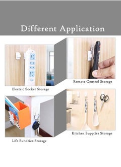 Hihonor 6 Pairs Remote Control Holder Wall Sticky Hook for TV, Air Conditioner, Self Adhesive Strong Hanger Holder, Wall Mounted Storage Hooks suit for Keys, Sockets, Kitchen Supplies, White  - Image 4