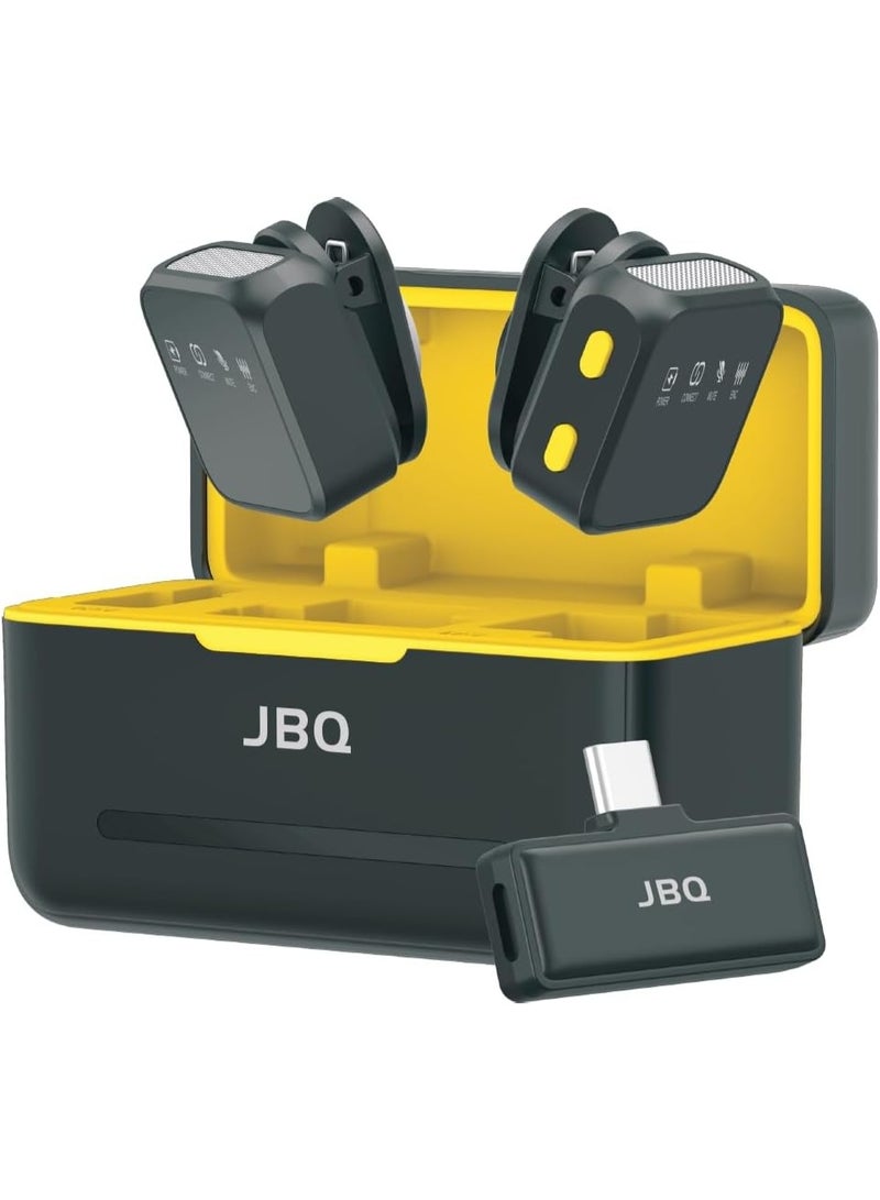 JBQ Wireless Lavalier Microphone for USB-C, Adapter Compatible With Lighting - Dual Mic with Charging Case, AI Noise Cancellation, Plug & Play, 2.4GHz Ultra-Low Latency, DSLR, Laptop, Live Streaming - Image 1