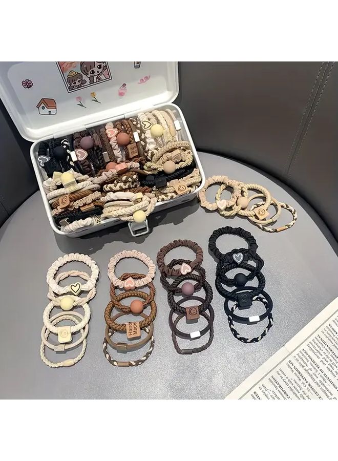 10 Black Coffee Colors Bohemian Hairbands Set Adorable Elastic Hair Ties For Women Men Fine Thick Hair Ponytails Braids Athletic Activities - Image 2