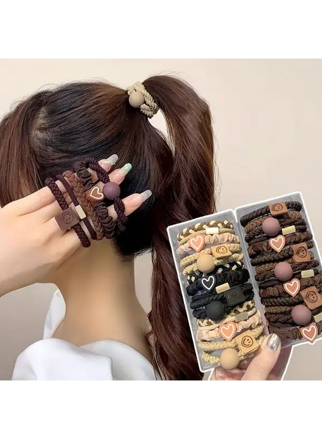 10 Black Coffee Colors Bohemian Hairbands Set Adorable Elastic Hair Ties For Women Men Fine Thick Hair Ponytails Braids Athletic Activities - Image 4