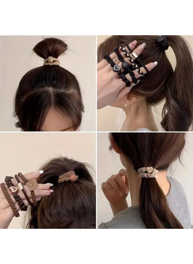 10 Black Coffee Colors Bohemian Hairbands Set Adorable Elastic Hair Ties For Women Men Fine Thick Hair Ponytails Braids Athletic Activities - Image 5