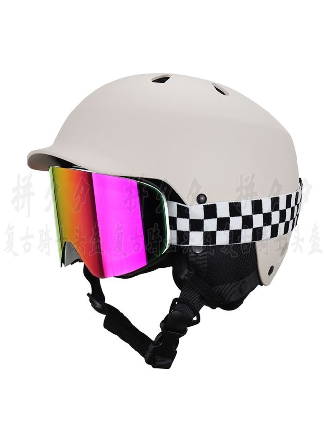 Ultra-light Ski Helmet Professional Anti-collision Warm Protective Gear for Men and Women - Matt White Sand