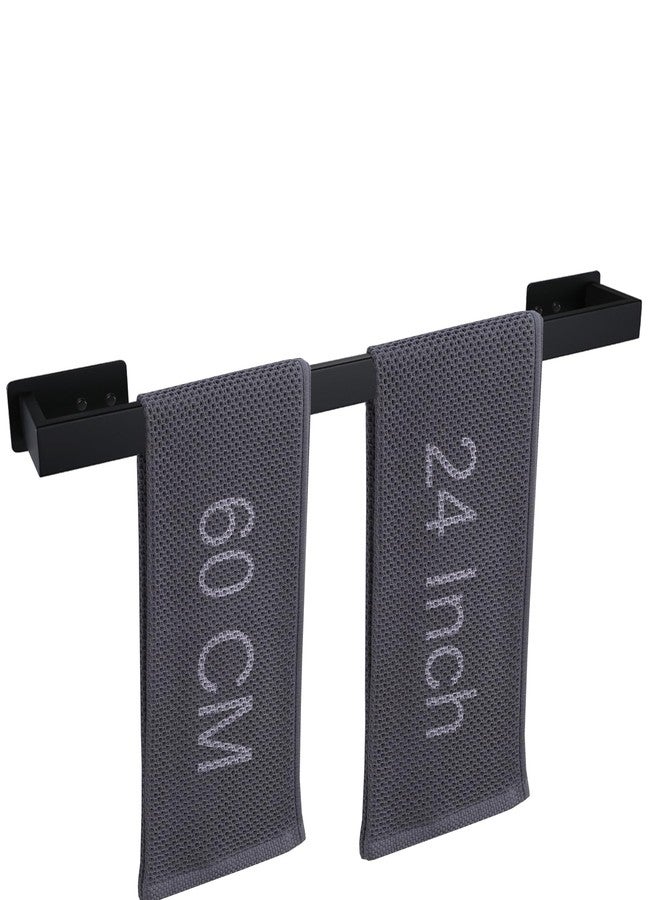 LANC Matte Black 24-Inch Bath Towel Rack Self-Adhesive Bathroom Towel Bar for Wall Mounted and Drill Free Towel Rod, Sticky on Kitchen Bathroom Towel Holder Stainless Steel, A8310MB-L6 - Image 1