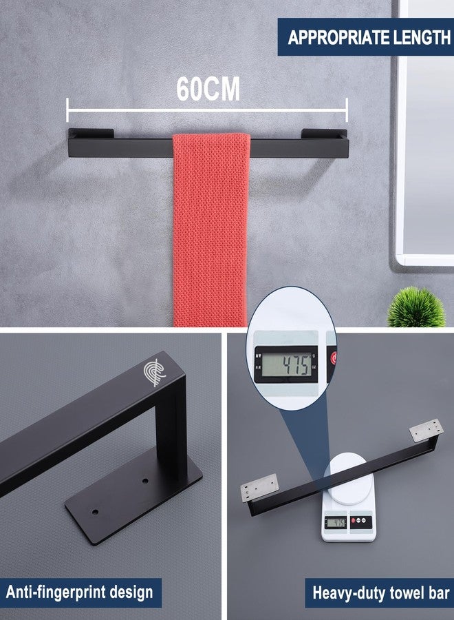 LANC Matte Black 24-Inch Bath Towel Rack Self-Adhesive Bathroom Towel Bar for Wall Mounted and Drill Free Towel Rod, Sticky on Kitchen Bathroom Towel Holder Stainless Steel, A8310MB-L6 - Image 4