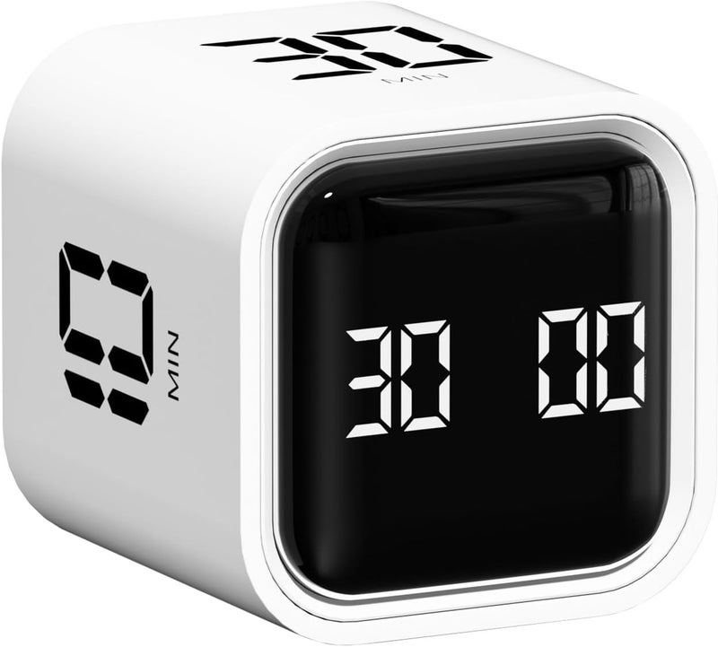 Wbacon Cube Pomodoro Timer, Smart Productivity Timer 5/10/30/60 Minutes & Custom Countdown, Pause & Resume, Adjustable & Silent Visual Timer, Portable Rotation Multi Desk Timer for Study Task Work Kitchen - Image 1
