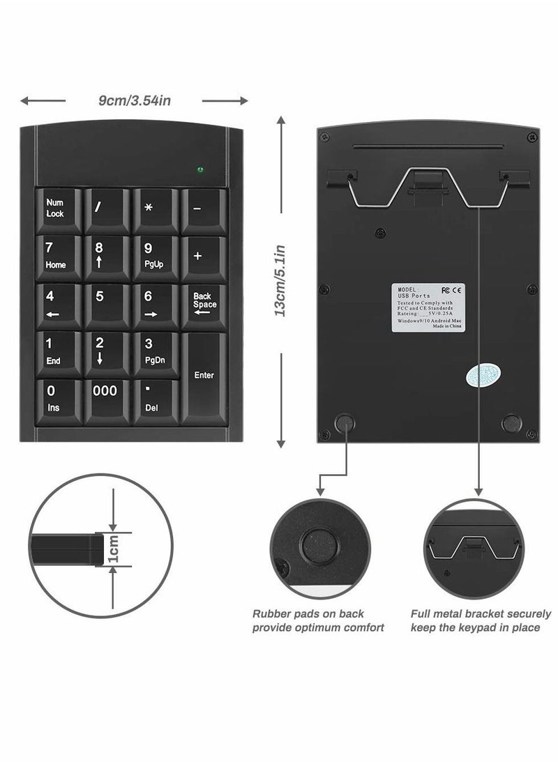 KASTWAVE - Number Pad, 19-key Portable Wired Numeric Keypad, Keyboard Extensions with Multiple Shortcuts for Laptop Desktop PC Notebook - Image 1