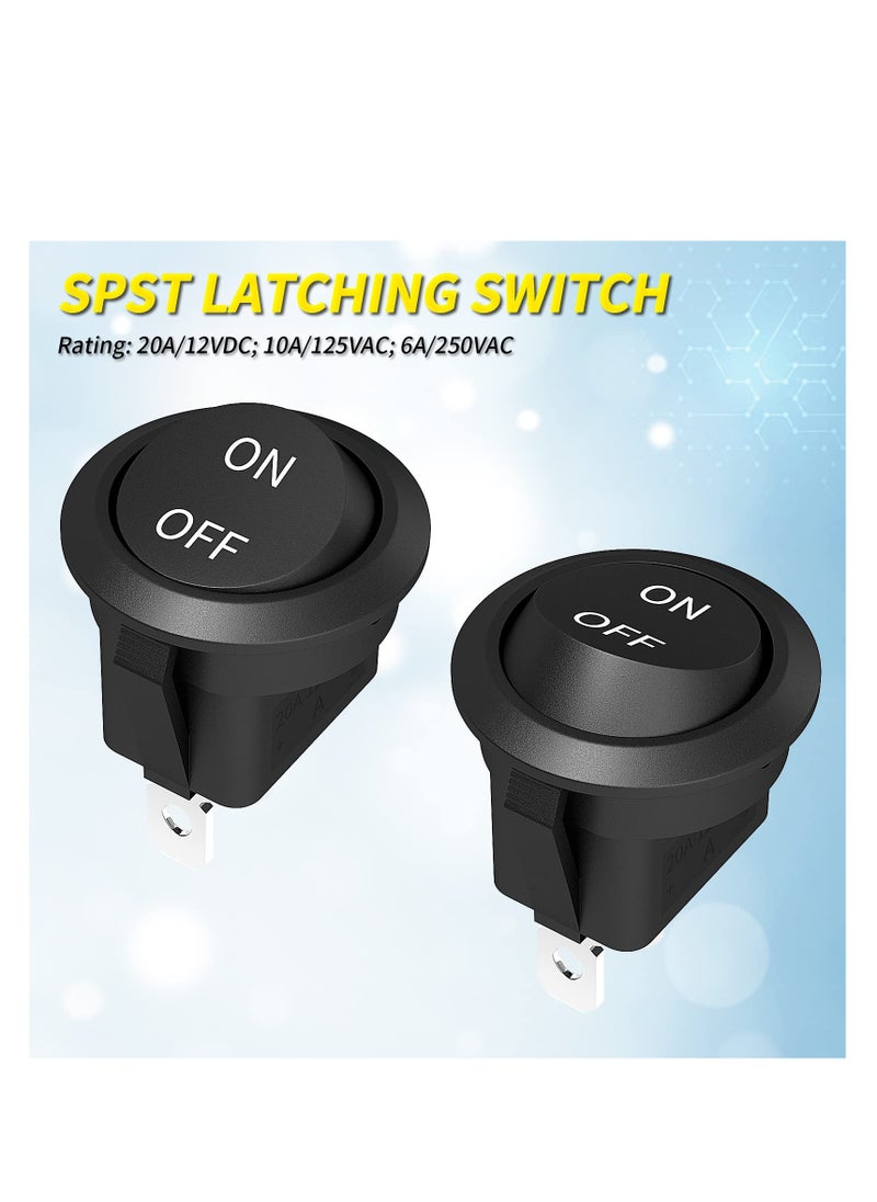 Generic - 20Pcs 12V Round Rocker Switch, Mini SPST Toggle Switch 2 Pin, 6A/250V 10A/125V AC, 20MM with Wires for Automotive, Car, Truck, Boat, and Household Appliances. - Image 1