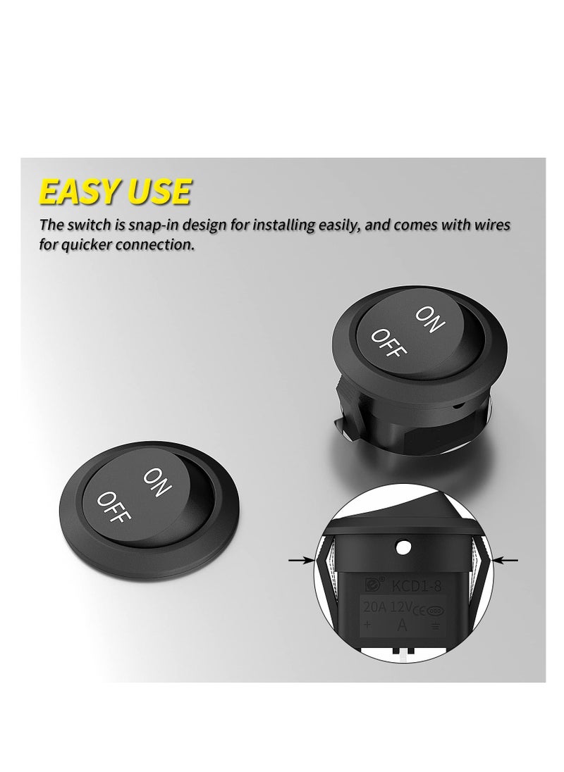 Generic - 20Pcs 12V Round Rocker Switch, Mini SPST Toggle Switch 2 Pin, 6A/250V 10A/125V AC, 20MM with Wires for Automotive, Car, Truck, Boat, and Household Appliances. - Image 1