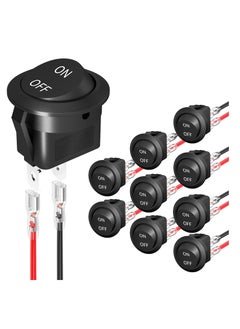 20Pcs 12V Round Rocker Switch, Mini SPST Toggle Switch 2 Pin, 6A/250V 10A/125V AC, 20MM with Wires for Automotive, Car, Truck, Boat, and Household Appliances.