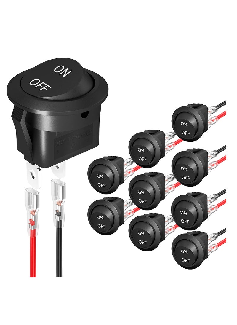 Generic - 20Pcs 12V Round Rocker Switch, Mini SPST Toggle Switch 2 Pin, 6A/250V 10A/125V AC, 20MM with Wires for Automotive, Car, Truck, Boat, and Household Appliances. - Image 1