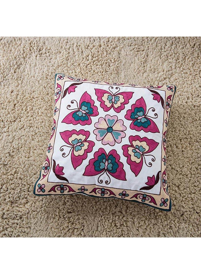 NIBEMINENT Retro Style Floral Embroidery Cushion Cover Multicolour 45x45centimeter