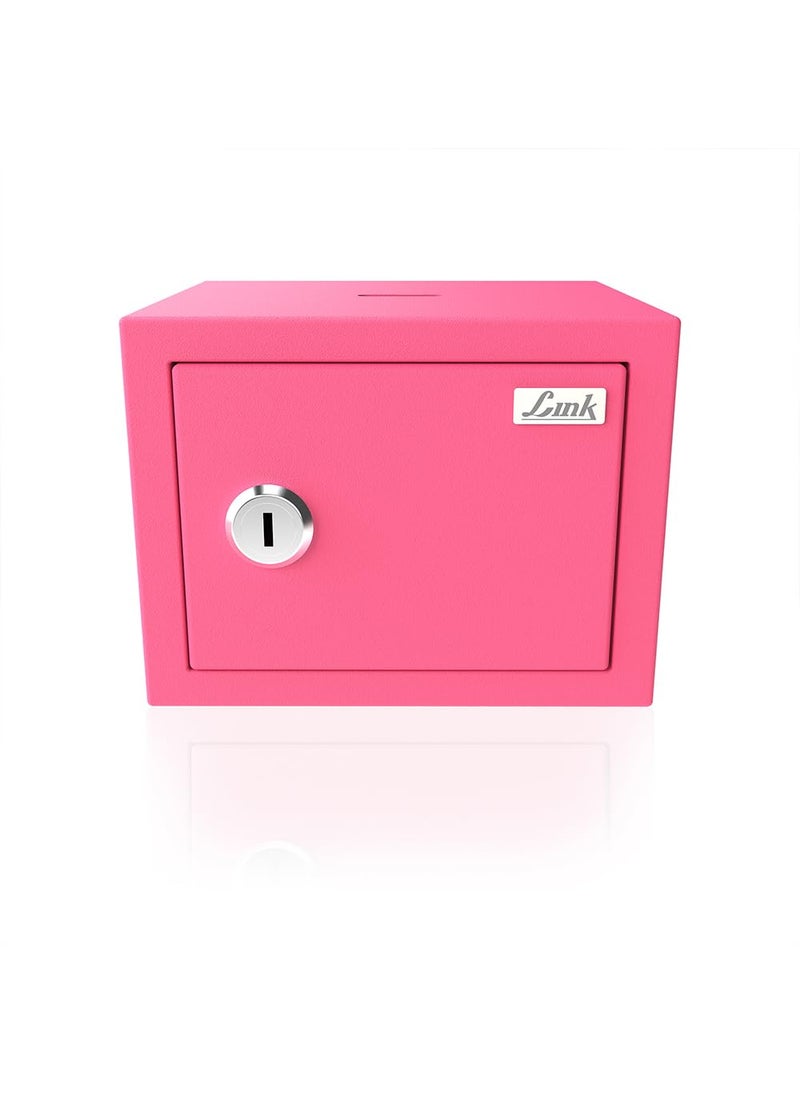 Link - Link Smart Gullak Safe Locker for Home 2L Capacity Mechanical Key Access Vibrant Design with 7 process Powder Coated Finish CRCA Material Laser Cut Design Pretty Pink - Image 1