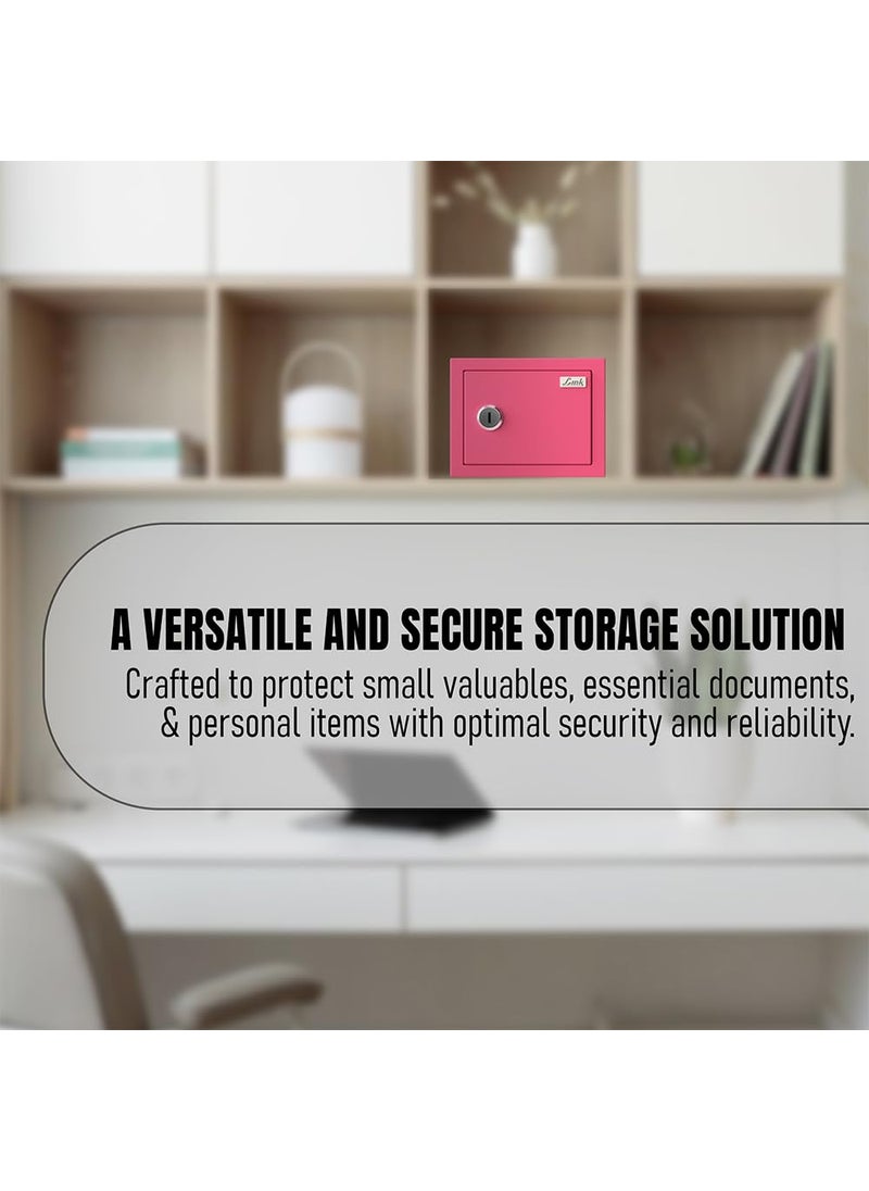 Link - Link Smart Gullak Safe Locker for Home 2L Capacity Mechanical Key Access Vibrant Design with 7 process Powder Coated Finish CRCA Material Laser Cut Design Pretty Pink - Image 1