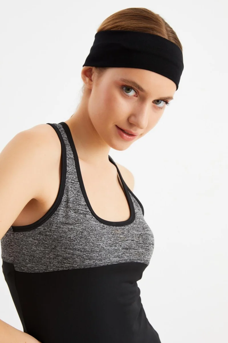 Butikgiz Black Women's Cotton Combed Comb, Non-Slip, Sweatproof, Ultra Light, Sports Hair Band Bandana