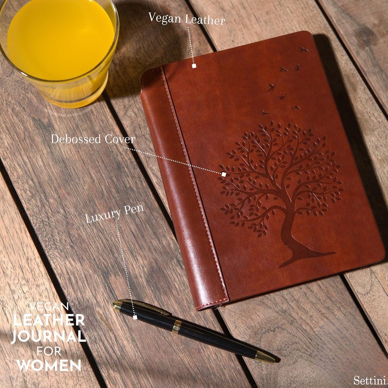 SETTINI ® Tree of Life Journal Gift Set - Hardcover Vegan Leather, Unique Pen Holder, Lined, 192 Pages, A5 - Includes Pen for Writing and Travel - Journal for Women - Image 4