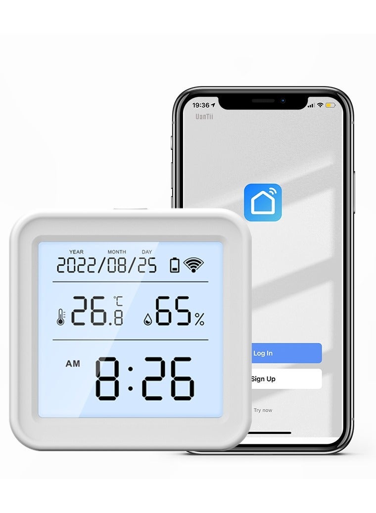 UanTii Smart Temperature Humidity Sensor Tuya WIFI Wireless Indoor Hygrometer Thermometer Detector Smart Life App Remote Control Support Voice Control - Image 1