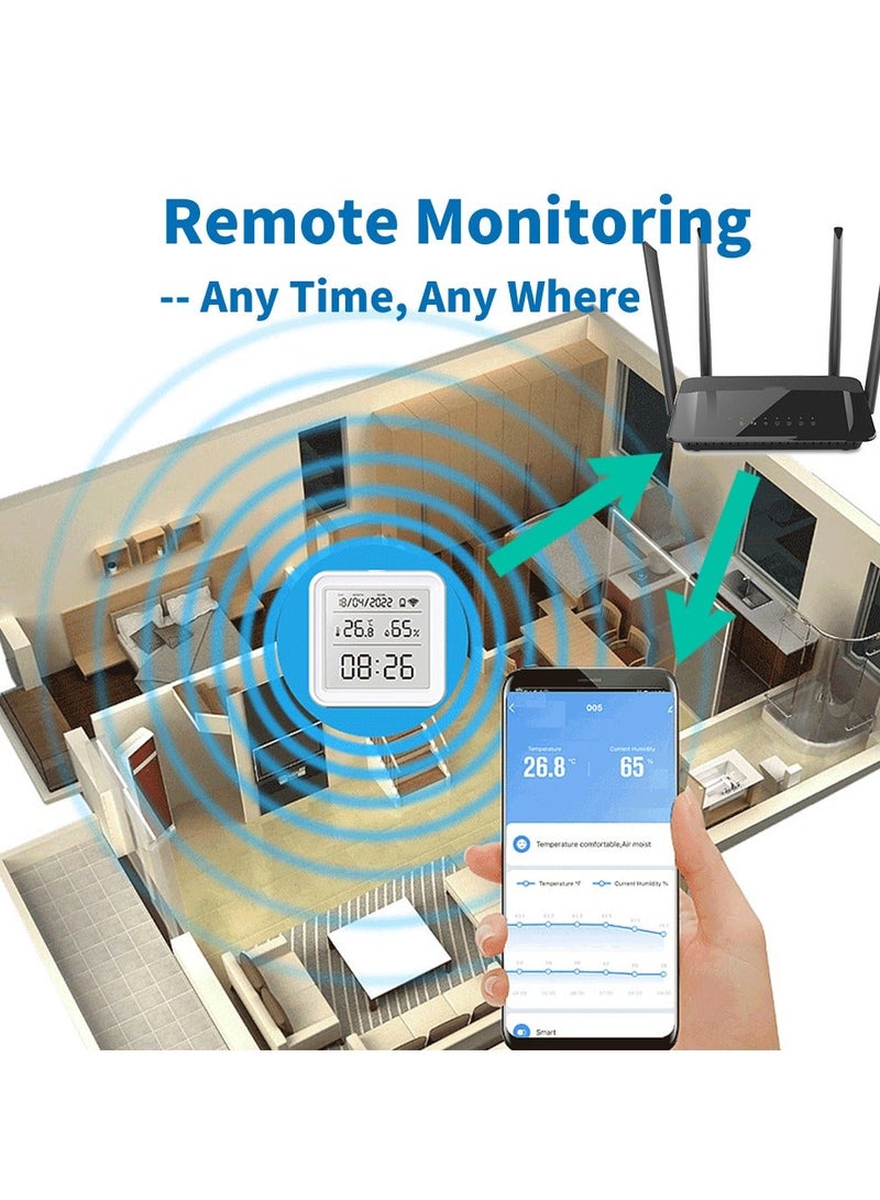 UanTii Smart Temperature Humidity Sensor Tuya WIFI Wireless Indoor Hygrometer Thermometer Detector Smart Life App Remote Control Support Voice Control - Image 2