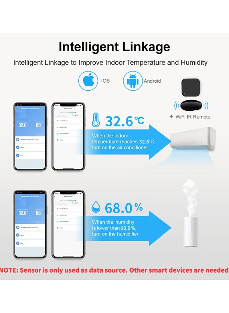 UanTii Smart Temperature Humidity Sensor Tuya WIFI Wireless Indoor Hygrometer Thermometer Detector Smart Life App Remote Control Support Voice Control - Image 5