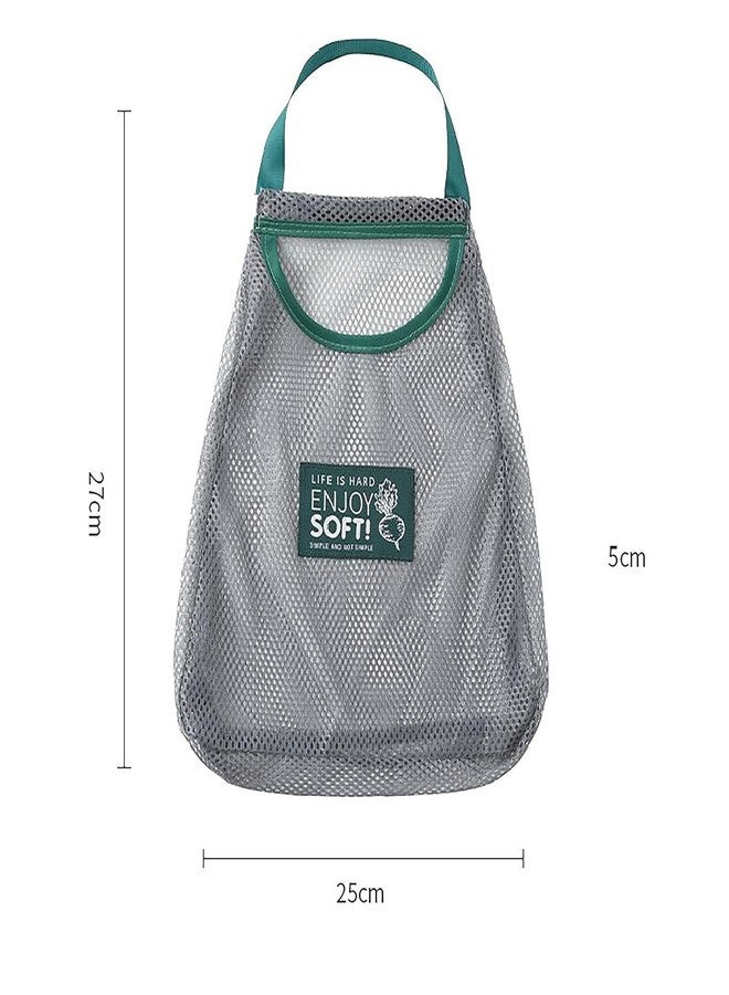 Bigining™ Hanging Storage Mesh Bags 2pc Wall Hanging Fruit Basket for Vegetable Storage for Garlics, Potatoes, Onions with 2PCS Wall Hooks for Kitchen Bathroom pack of -2 Vegetable beg,2pcs hook - Image 5