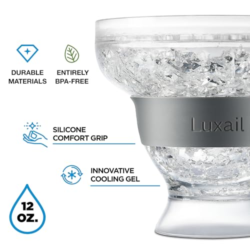 luxail Margarita Glasses, Plastic Margarita Glasses Set of 2, Double Wall Insulated, Stemless Freeze Cooling Cups With Gel, Chiller Set of 2 Grey, 12 Oz Capacity, Margarita gifts - Image 2