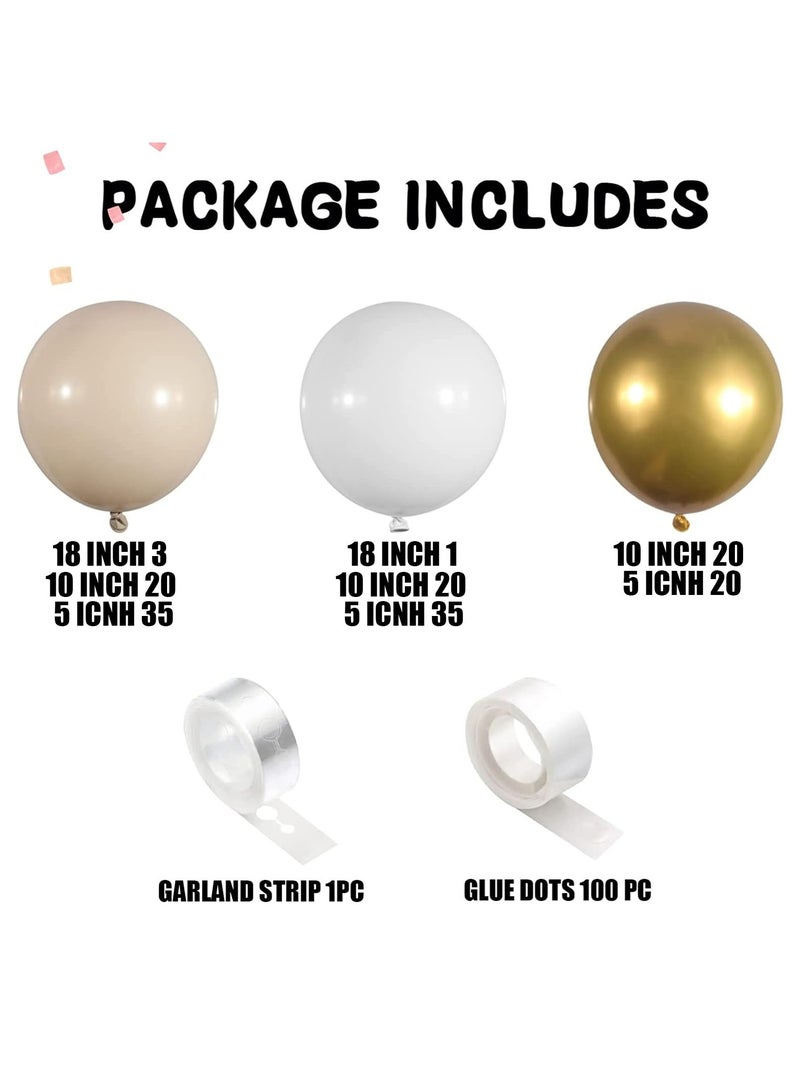 White Sand Gold Balloons Garland Arch Kit,156PCS White Nude Balloons with Metallic Chrome Gold Latex Balloons for Boho Wedding Baby Bridal Shower Engagement Anniversary Birthday Decorations Backdrop - Image 2
