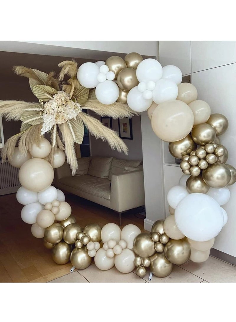 White Sand Gold Balloons Garland Arch Kit,156PCS White Nude Balloons with Metallic Chrome Gold Latex Balloons for Boho Wedding Baby Bridal Shower Engagement Anniversary Birthday Decorations Backdrop - Image 3