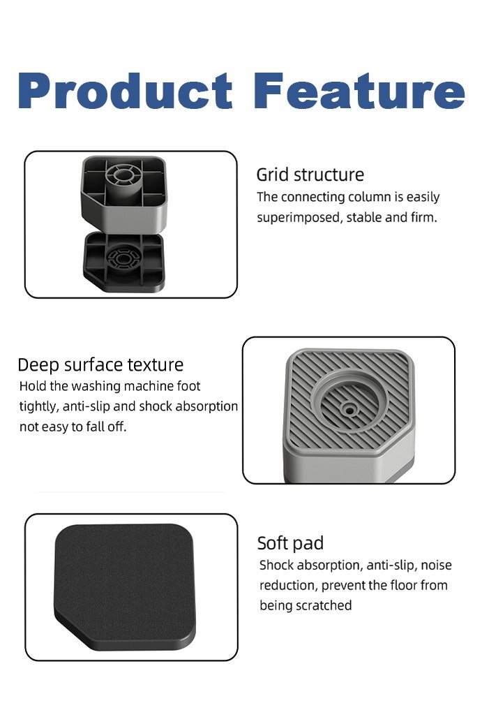Anti Vibration Pads for Washing Machine, 4 Pcs Antivibration Stabilizer Support Feet Stops Washer Dryer Moving, Prevents Noise, Vibration Transfer - Image 3