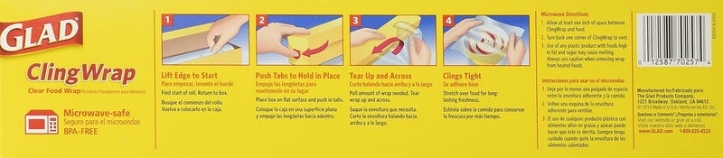 Glad Cling Plastic Wrap, 400 Square Foot Roll (Pack of 2) - BPA-Free Food Preservation Wrap - Image 2