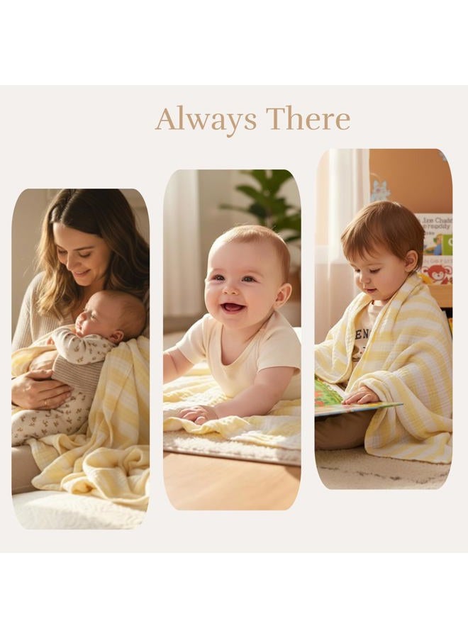 HardNok Muslin Baby Bath Towel Set, 2 Large Gauze Super Soft Baby Bath Towel and 3 Washcloths, 6 Layers Muslin Cotton Infant Blanket Suitable for Baby's Delicate Skin (Amsicotion) - Image 5