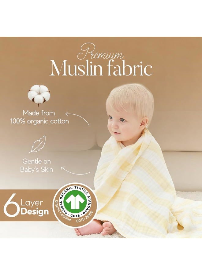 HardNok Muslin Baby Bath Towel Set, 2 Large Gauze Super Soft Baby Bath Towel and 3 Washcloths, 6 Layers Muslin Cotton Infant Blanket Suitable for Baby's Delicate Skin (Amsicotion) - Image 2