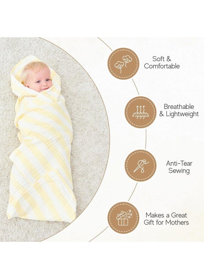 HardNok Muslin Baby Bath Towel Set, 2 Large Gauze Super Soft Baby Bath Towel and 3 Washcloths, 6 Layers Muslin Cotton Infant Blanket Suitable for Baby's Delicate Skin (Amsicotion) - Image 3