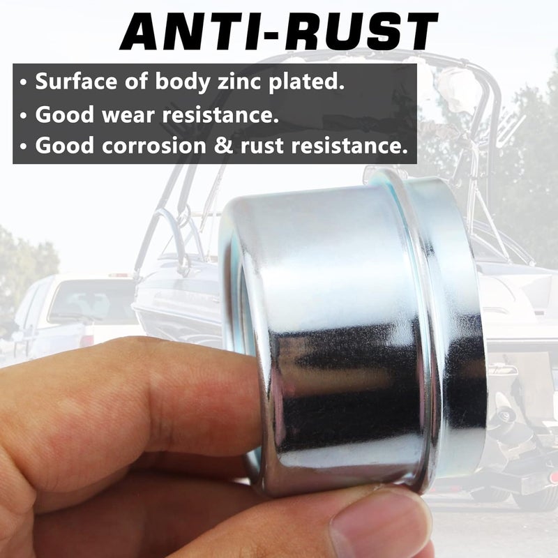 GREPSPUD 2pcs 1.98'' Trailer Hub Dust Caps, Trailer Spindle Bearing Dust Cap Cup Grease Cover Caps & Extra Rubber Plugs for 2000 to 3500 lb Boat Trailer Dexter EZ Lube Trailer Camper RV Axle - Image 4