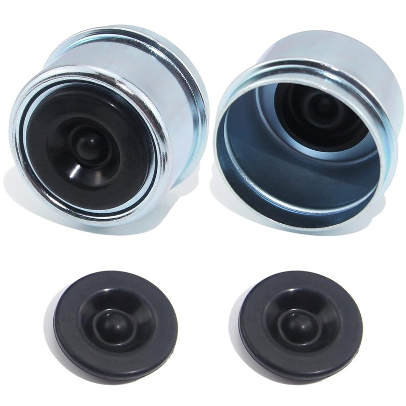 GREPSPUD 2pcs 1.98'' Trailer Hub Dust Caps, Trailer Spindle Bearing Dust Cap Cup Grease Cover Caps & Extra Rubber Plugs for 2000 to 3500 lb Boat Trailer Dexter EZ Lube Trailer Camper RV Axle - Image 1