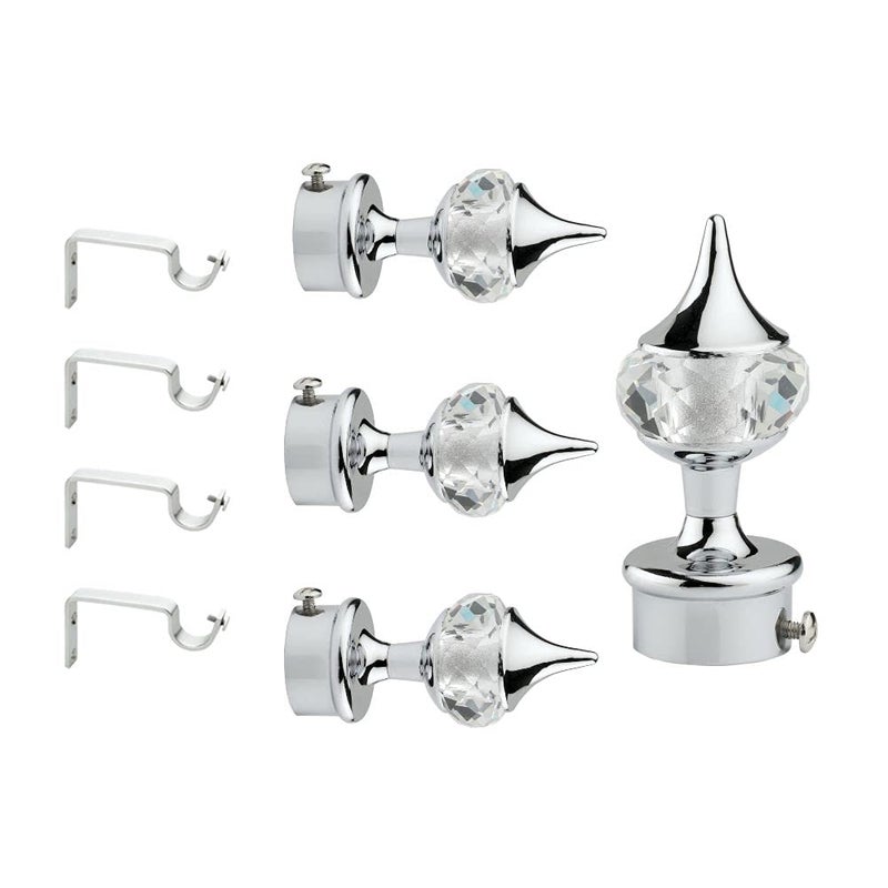 Viya VVIYA Stainless Steel Curtain Bracket Finials Holders for WindowDoor with Support Silver Pack of 4 Lined - Image 1