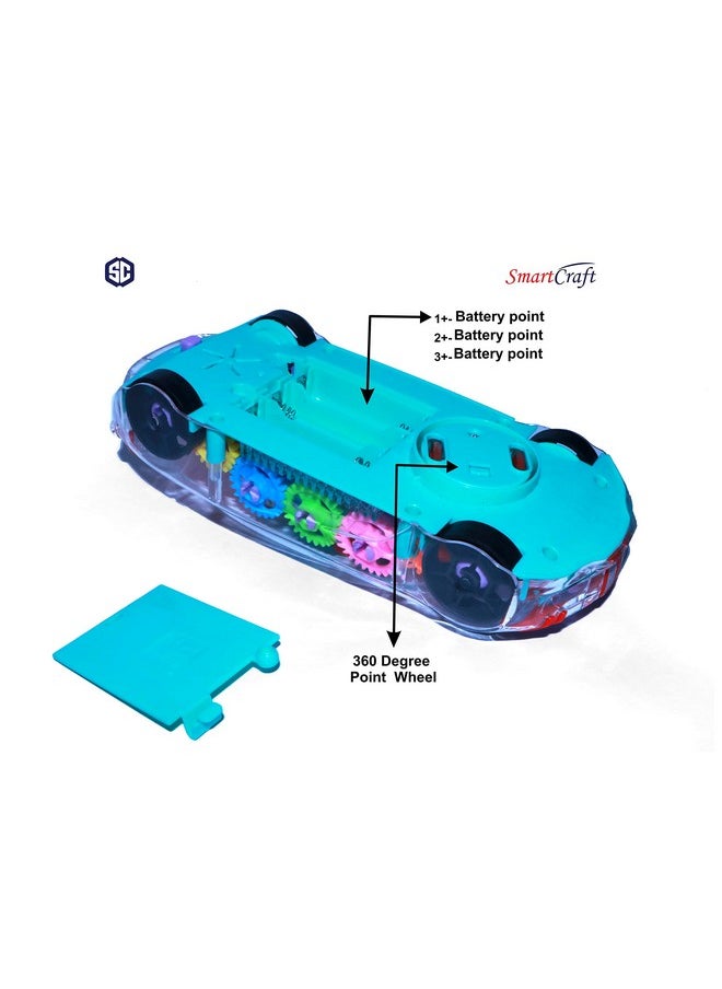 Smartcraft Smartcraft Transparent Gear Car, Musical and 3D Lights Transparent Toy Car for 2 to 5 Year Kids, Multicolor  - Image 4