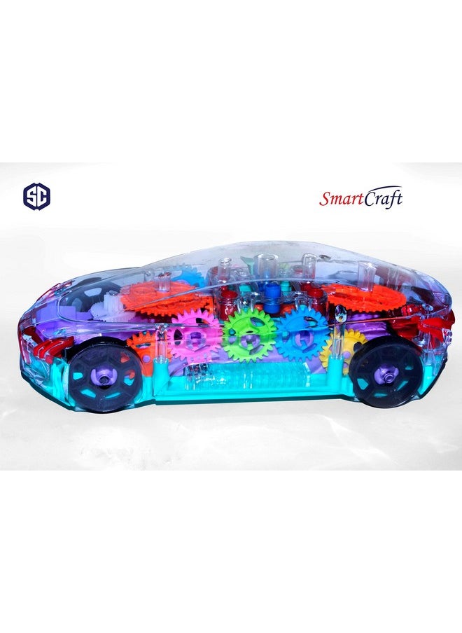Smartcraft Smartcraft Transparent Gear Car, Musical and 3D Lights Transparent Toy Car for 2 to 5 Year Kids, Multicolor  - Image 3