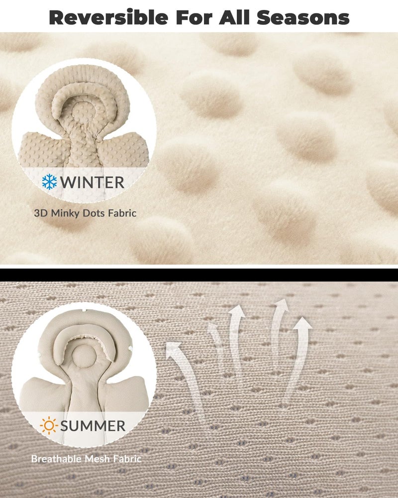 TinlyFinly Infant Car Seat Insert with Extra Cushion for Preemie to Toddler, Reversible Newborn Carseat Insert for Baby Head Body Support, Fits for Stroller, Baby Swing, Bouncer - Dots, Beige - Image 5