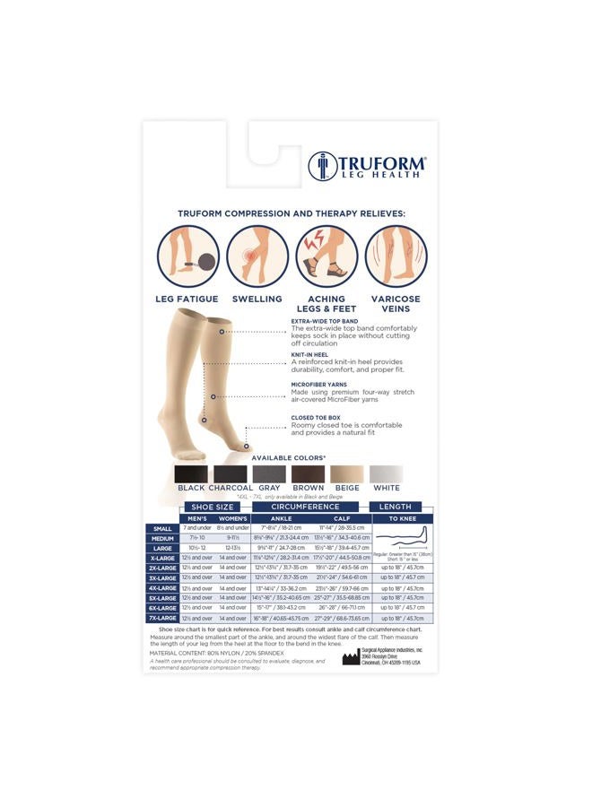 Truform 20-30 mmHg Compression Stockings for Men and Women, Knee High Length, Closed Toe, Beige, Large - Image 4