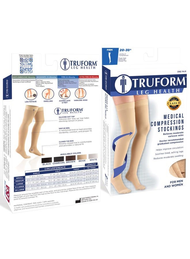 Truform 20-30 mmHg Compression Stockings for Men and Women, Knee High Length, Closed Toe, Beige, Large - Image 3