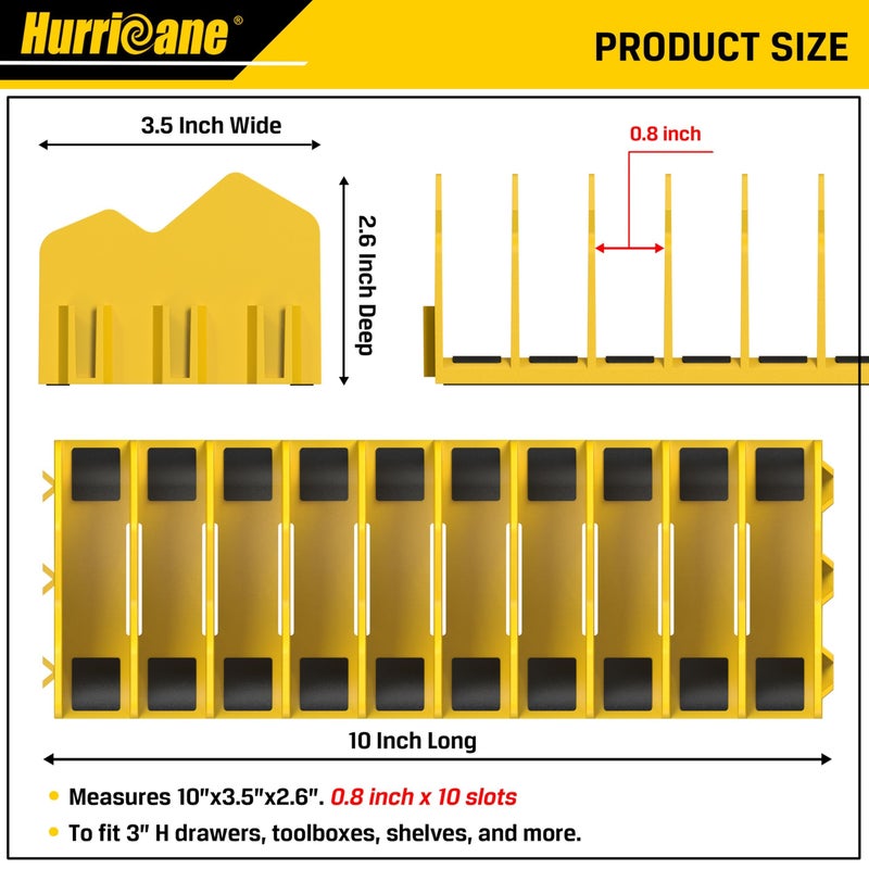 HURRICANE Pliers Organizer Rack, Pliers Cutters Organizer with Non-Slip Rubber Base, Keep Tools Organized in Drawers, 2 Pack, Extendable Design, Fit 3'H Drawers and More - Image 2