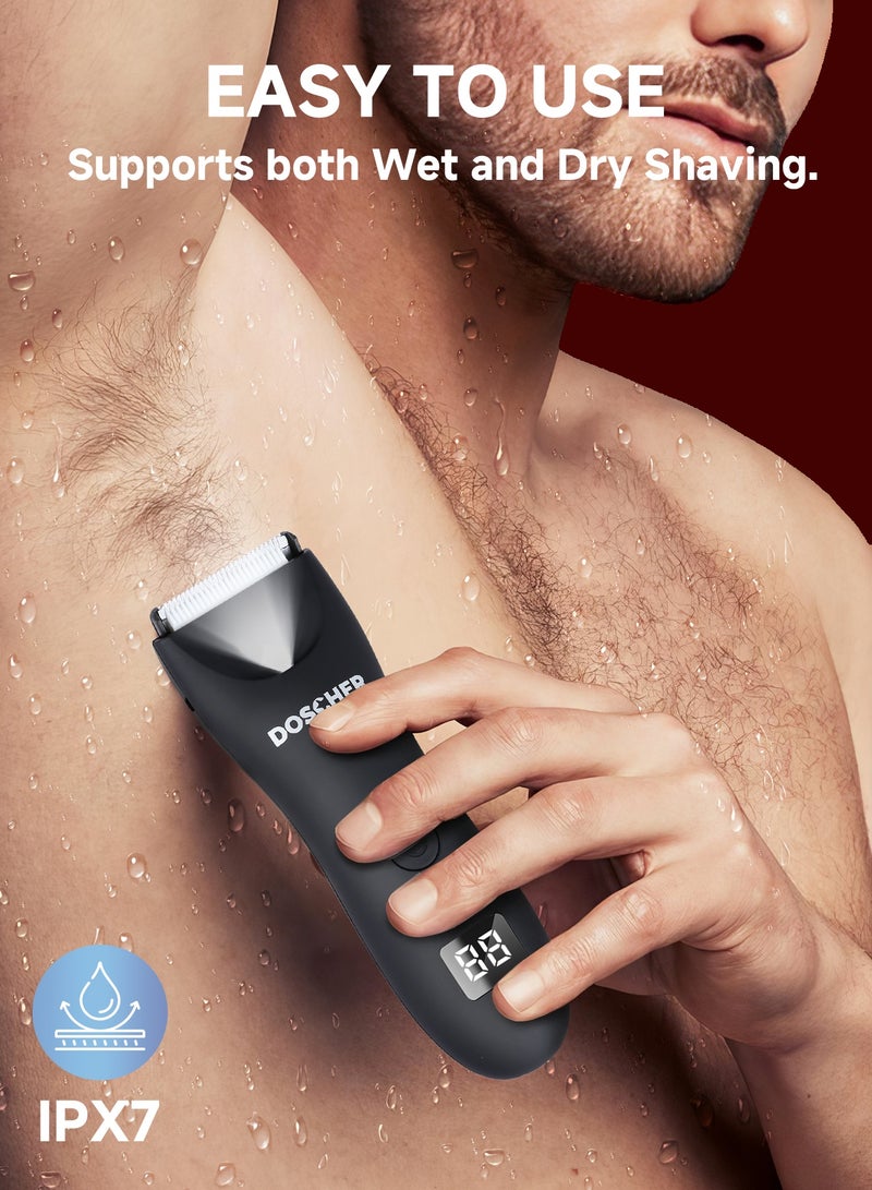 DOSCHER Body Trimmer for Men, Waterproof Electric Body Shaver, Safe Grooming Trimmer Wet/Dry Use, Rechargeable, 600 mAh - Image 3