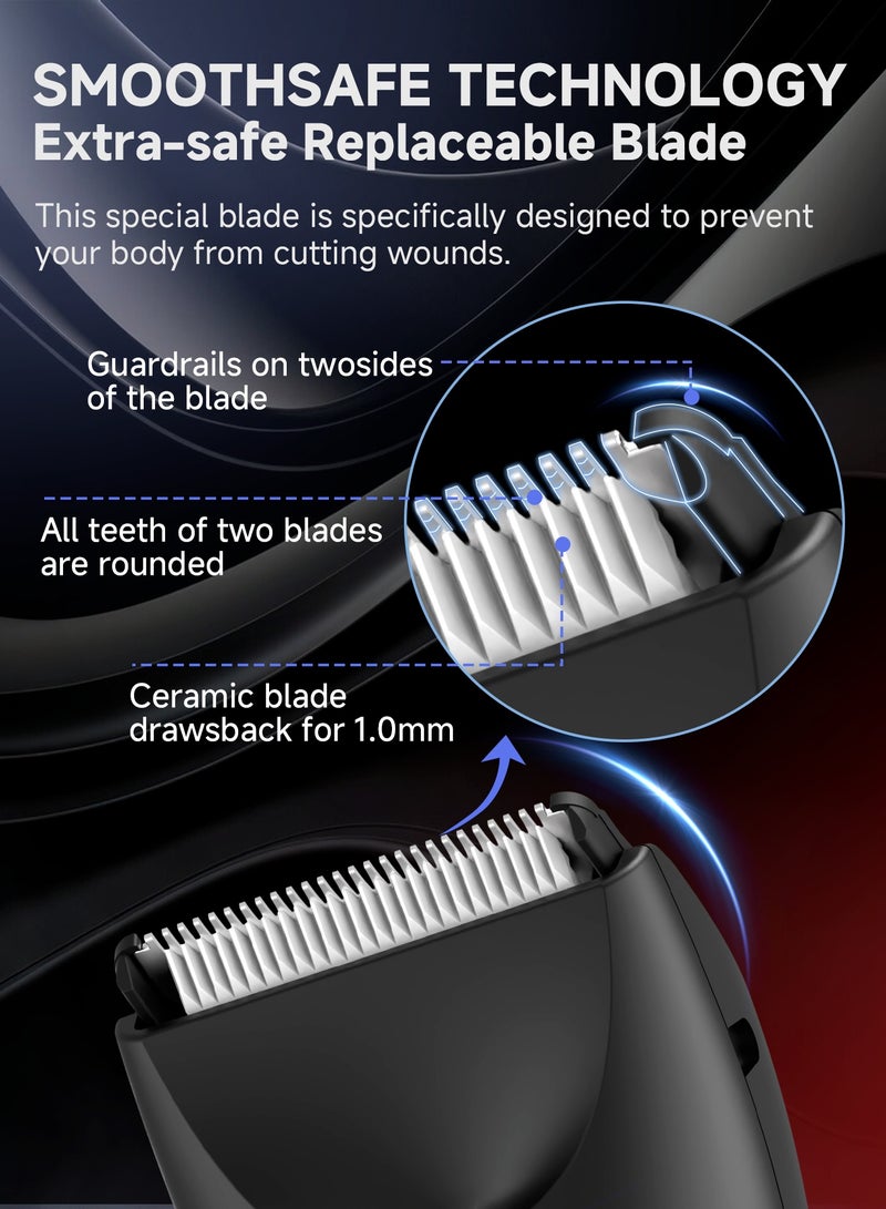 DOSCHER Body Trimmer for Men, Waterproof Electric Body Shaver, Safe Grooming Trimmer Wet/Dry Use, Rechargeable, 600 mAh - Image 2