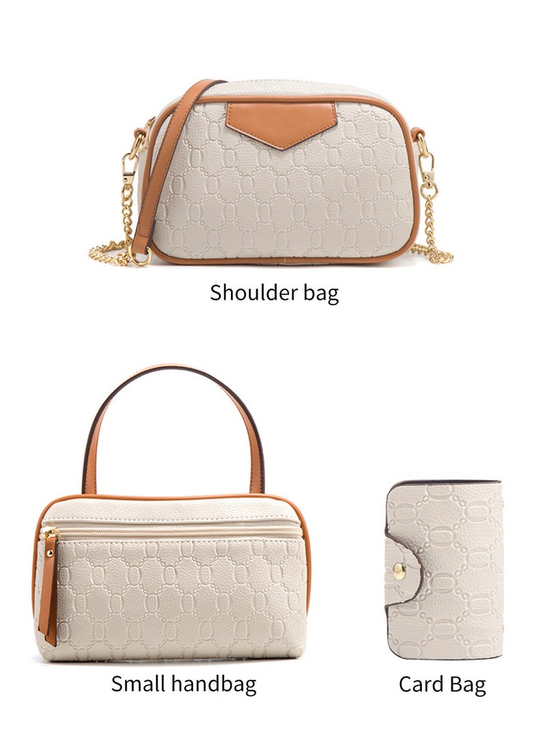 Moovant 4-Piece Women's Tote Bag Set, Large Capacity Shoulder Bag, Fashion PU Leather Handbag, Leisure Versatile Commuting Bag Set, Beige  - Image 5